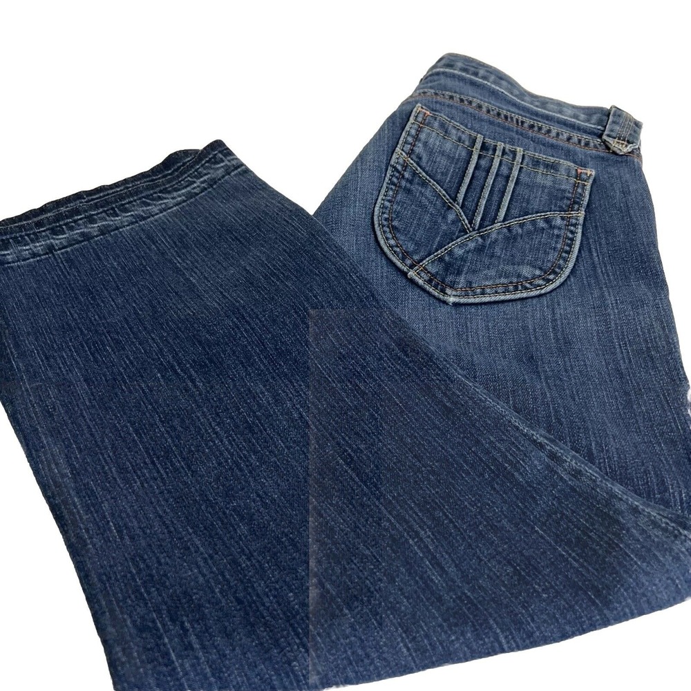 GAP‎ Ultra Low Rise Flare Leg Jeans Women Dark Wash Denim Pants Stretch See Pics